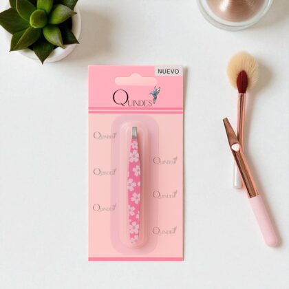 Pinzas Para Depilación con Diseño de Flores Color Rosa